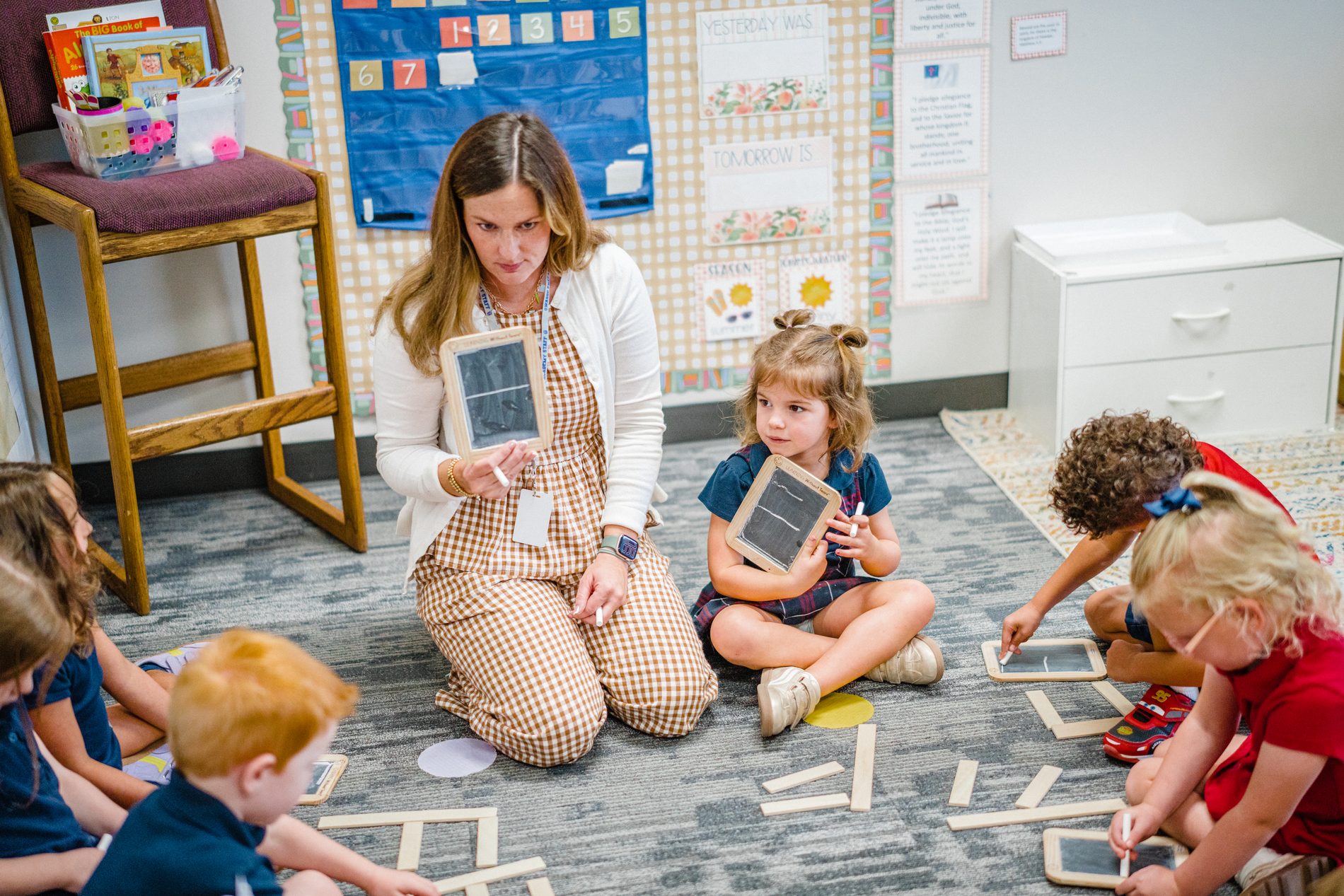 Kindergarten students in circle time at an OPA partner school
